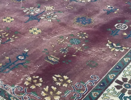 Solenne Vintage Handwoven Turkish Rug, Lavender, 6x9