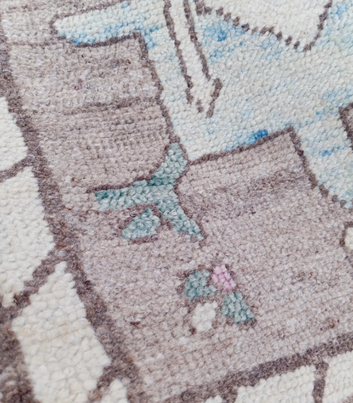 Solmere Vintage Handwoven Turkish Runner, Brown, Pink, Blue 2x6