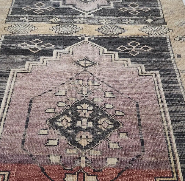 Solstice Vintage Handwoven Turkish Runner, Beige, Black 3x6