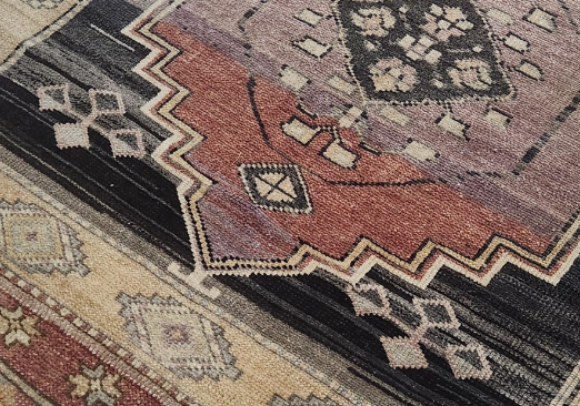Solstice Vintage Handwoven Turkish Runner, Beige, Black 3x6
