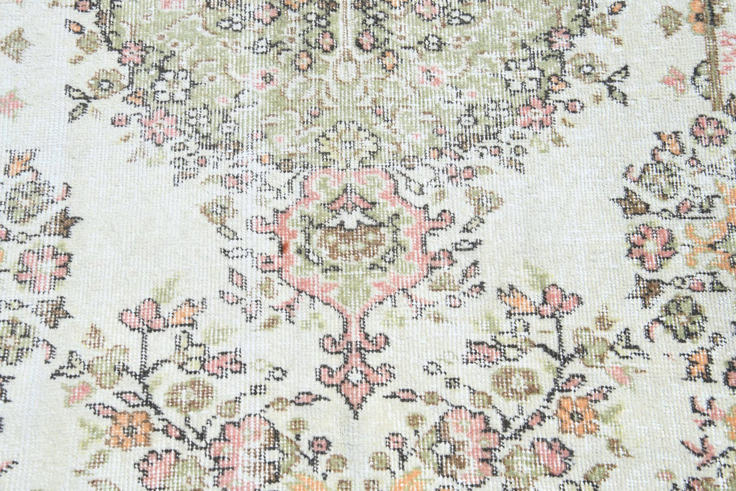 Sonnet Vintage Handwoven Turkish Rug, Pink, Green, 6x9