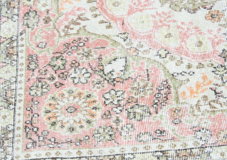 Sonnet Vintage Handwoven Turkish Rug, Pink, Green, 6x9