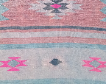Terazza Vintage Handwoven Turkish Runner Pastel Pink, Blue, Green 2x9