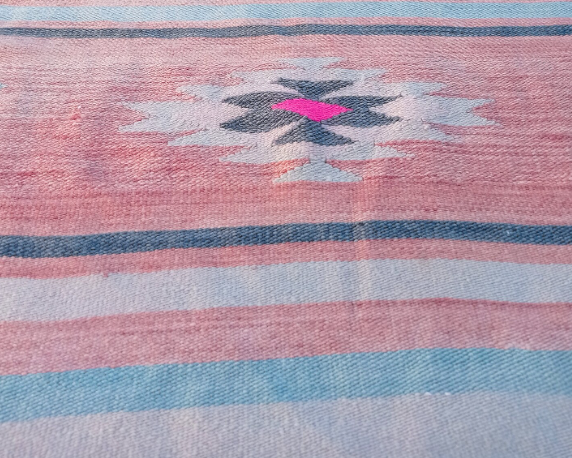 Terazza Vintage Handwoven Turkish Runner Pastel Pink, Blue, Green 2x9