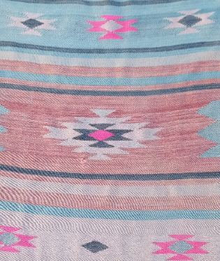 Terazza Vintage Handwoven Turkish Runner Pastel Pink, Blue, Green 2x9