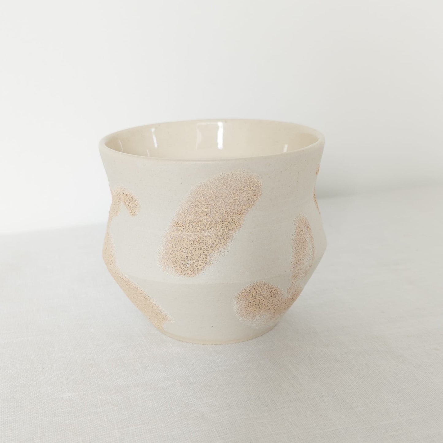 Beige and White Textured Handmade Soy Wax Candle