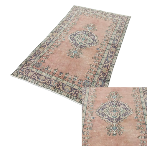 Thistle Vintage Handwoven Turkish Rug, Pink, 4x6