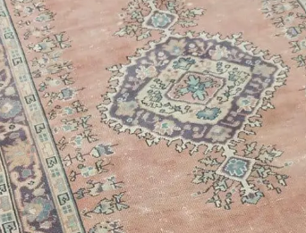 Thistle Vintage Handwoven Turkish Rug, Pink, 4x6