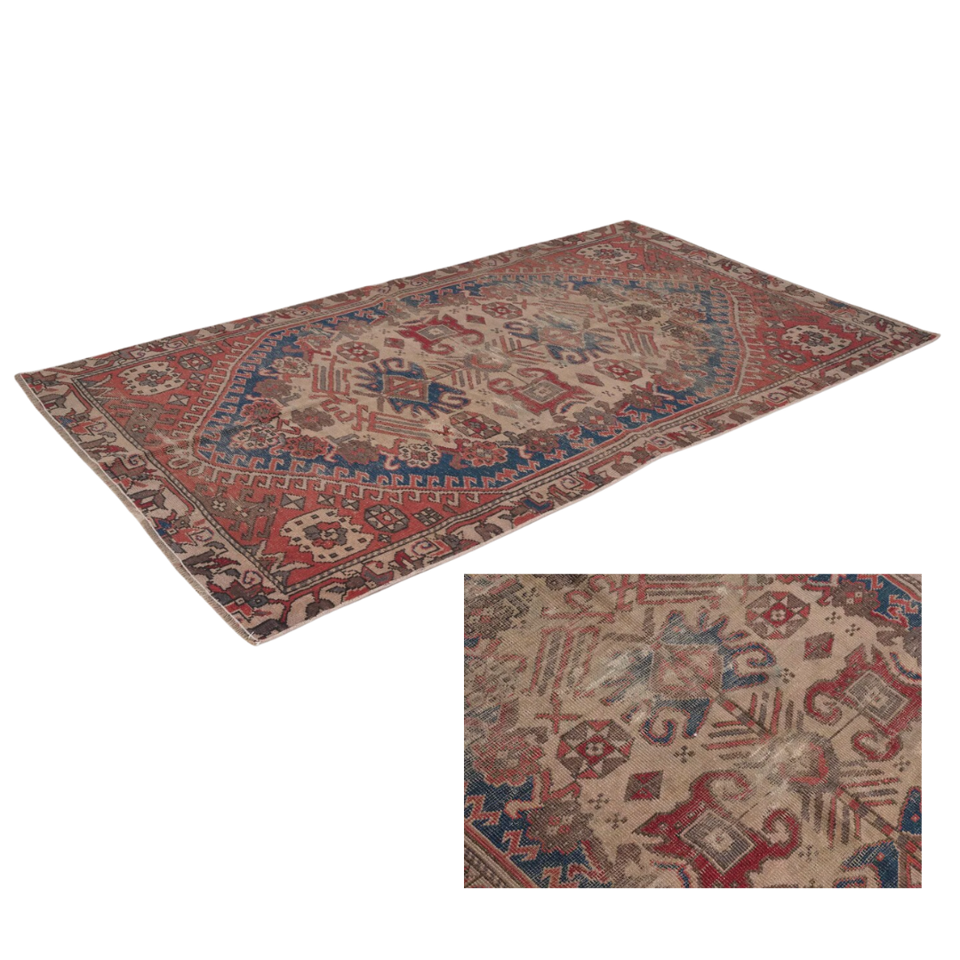 Velora Vintage Handwoven Turkish Rug, Burgundy, 3x6
