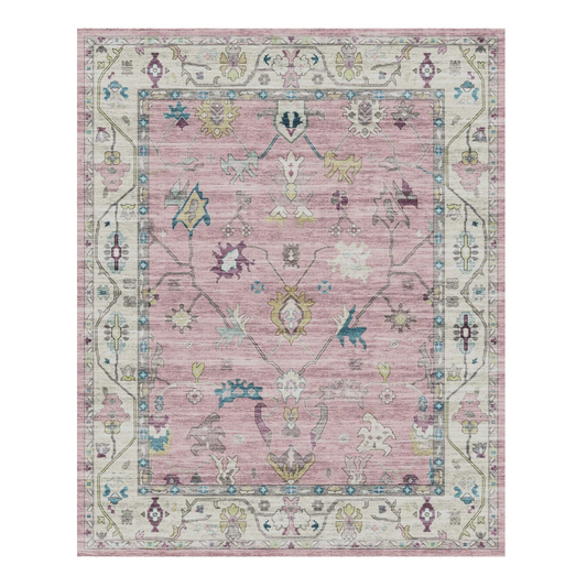 Pink Washable Cotton Chenille Rug