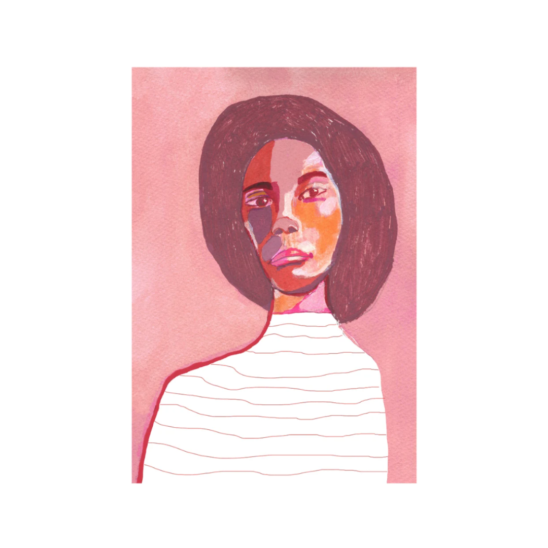 Female Giclee Print - Vibrant Pink and Warm Tones 11.7" x 16.5"