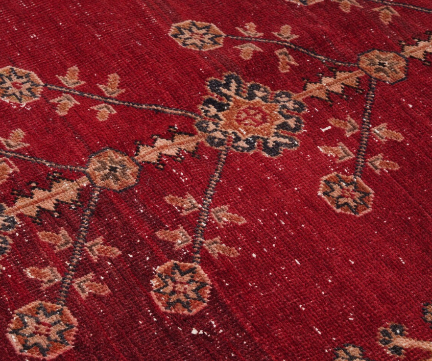 Zephira Vintage Handwoven Turkish Runner, Red and Gold, 3x6