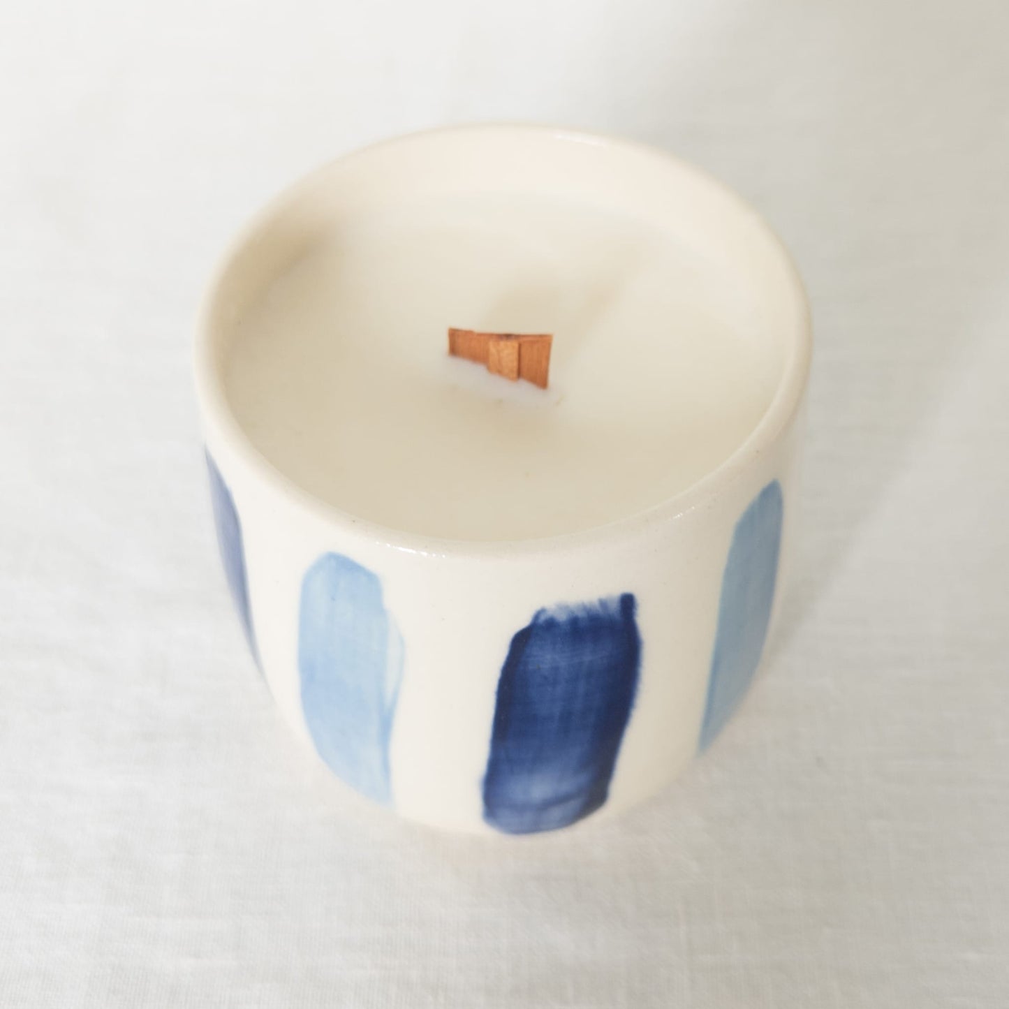 Blue Striped Handmade Soy Wax Candle