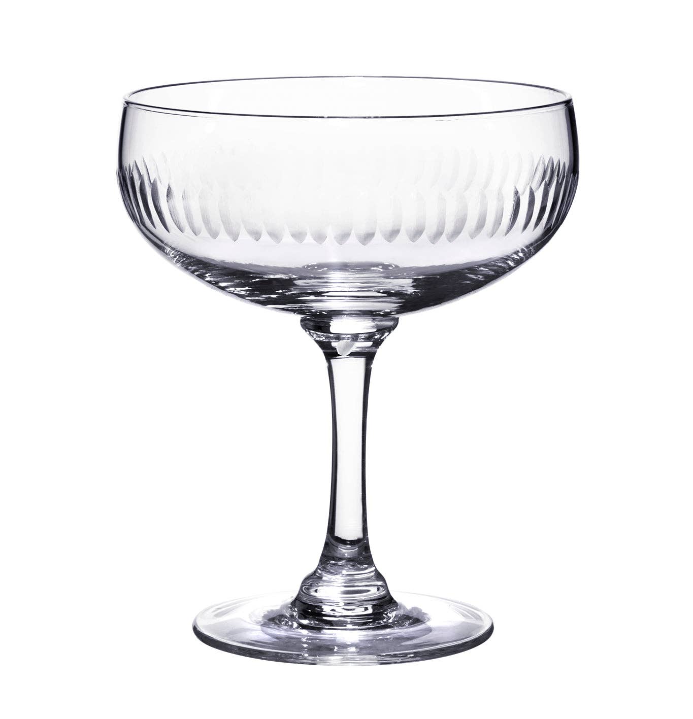 Elegant crystal cocktail glasses with a unique spears design, set of four