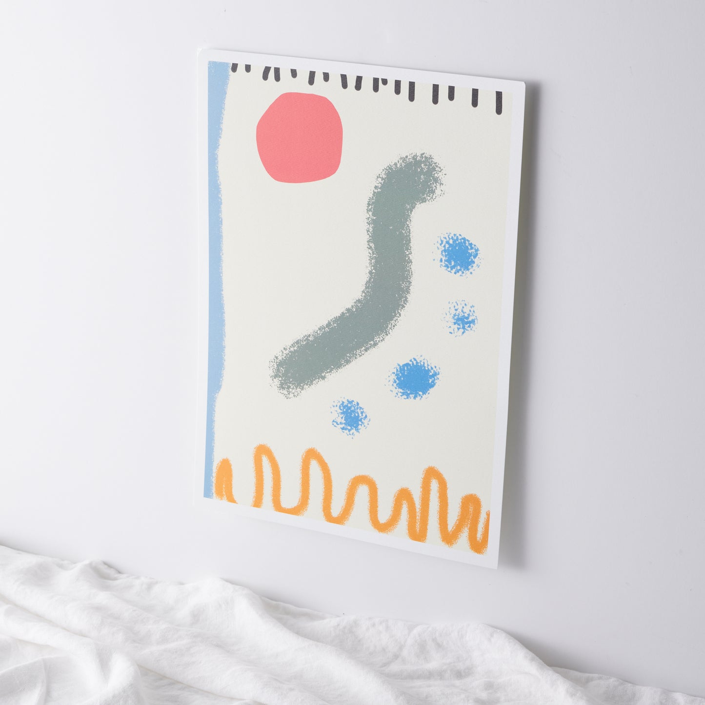 Unique art print with contemporary squiggles and lines.
