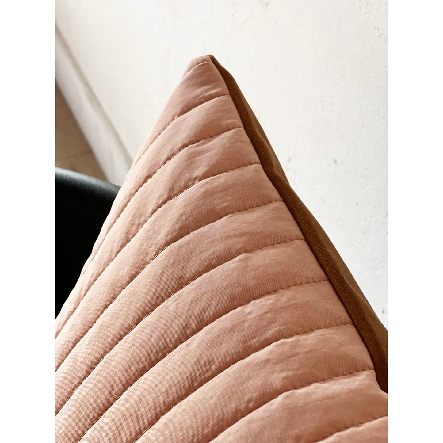 Pink Quilted & Caramel Velvet Pillow