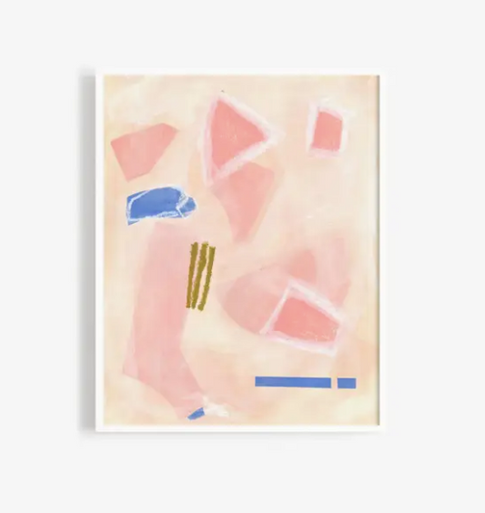 Pink and blue soft colour abstract art print